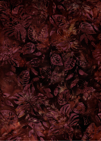 CACB 717 FB Floral Boutique Chocolate Brown to Mid Brown Flowers and Leaves Batik Cotton for Patchwork and Quilting