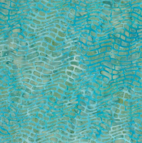 BA OM 1612 Aqua Grey Wavy Tiles Ocean Mandala Range Batik Fabric for Patchwork and Quilting