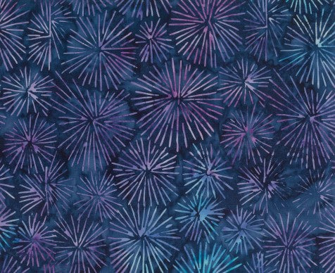 BA OM 1615 Aquamarine Blue Starbursts Ocean Mandala Range Batik Fabric for Patchwork and Quilting