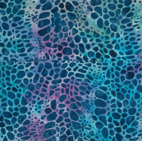 BA OM 1617 Navy Blue Aqua Lace Pattern Ocean Mandala Range Batik Fabric for Patchwork and Quilting