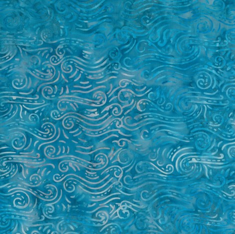 BA OM 1618 Aqua Blue Grey Swirls and Lines  Ocean Mandala Range Batik Fabric for Patchwork and Quilting