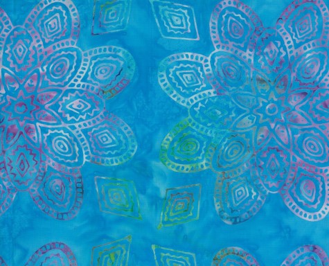 BA OM 1619 Blue Purple Green Grey Ocean Mandala Range Batik Fabric for Patchwork and Quilting