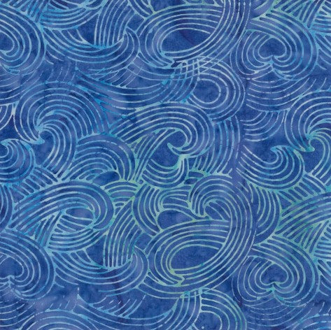 BA OM 1620 Blue Interlocking Lines Ocean Mandala Range Batik Fabric for Patchwork and Quilting