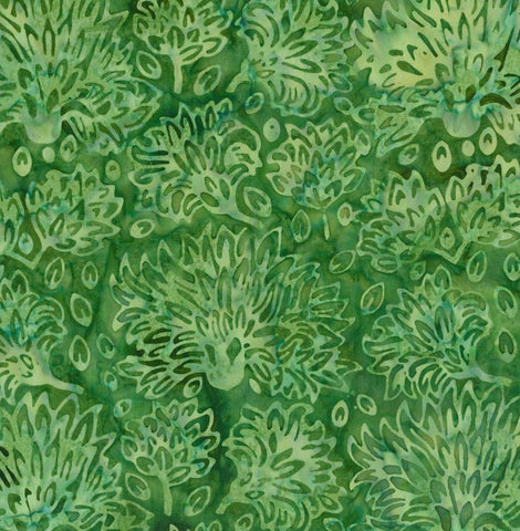 BA EU 1813 Eucalyptus Range Patterned Tone on Tone, Light Green on Mid Green Flowers and Small Leaves Cotton for Patchwork and Quilting