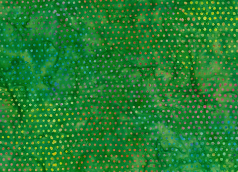 BA JS 1991 Jewel Spot Range- Mid Green Batik Fabric for Patchwork and Quilting