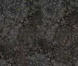 BB-81600-94 Batik Charcoal with Tan Leaf Pattern Cotton for Quilting