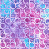 BB-83201-810 Banyan Batiks Whirlpool Range Circle Mosaic Light Purple Circles on Blue, Turquoise, Purple, Pink Cotton Batik for Quilting