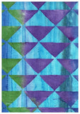 CAB A2 Aqua Stripe with Multicoloured Triangles Batik Cotton for Patchwork and Quilting