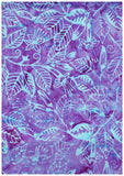 CAP A39 Aqua Leaves and Stems on Mauve Purple Batik Cotton Fabric Bulk Discount 1M Piece