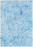 Blue and white swirl pattern cotton batik fabric