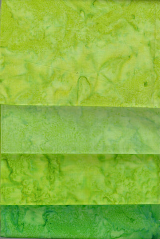 AT 177 Lime Green Fat Quarter [4 Pack ] Batik Fabric Patchwork and Quilting