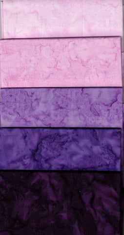 AT 190 Purple Lavender Fat Quarter [5 Pack] Batik Fabric Patchwork and Quilting