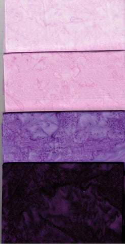 AT 196 Purple Musk [4 Pack] Batik Fabric Patchwork and Quilting