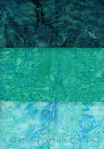 AT FQ3 202 Light, Medium, Dark Aqua Fat Quarter Set [3 Set]