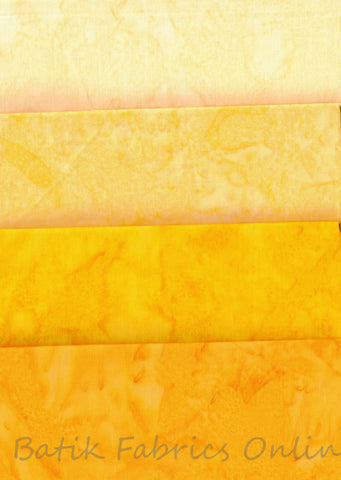 AT FQ4 0401 Yellow [4 Pack] Batik Fabric Patchwork and Quilting