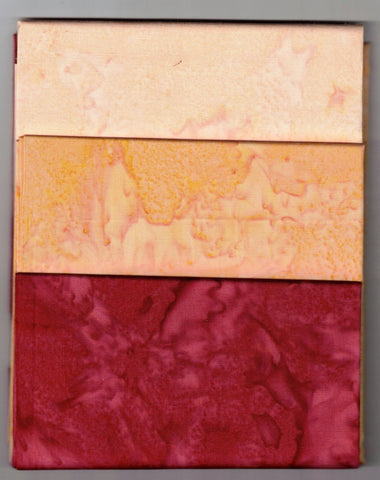 AT 172 Apricot Pale Gold Burgundy Fat Quarter Set [3 Set] Batik Fabric Patchwork and Quilting