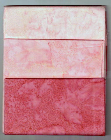 AT 173 Apricot Mid Pink Dusky Pink Fat Quarter Set [3 Set] Batik Fabric Patchwork and Quilting