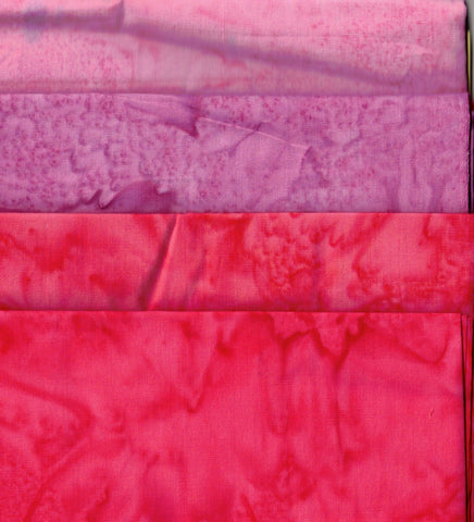 AT FQ4 14 Pink [4 Pack] Batik Fabric Patchwork and Quilting