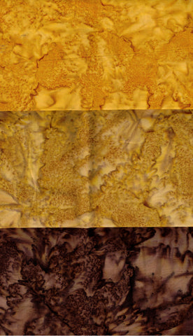 AT FQ3-0601 Ochre Caramel Dark Brown Fat Quarter Set [3 Set] Batik Cotton