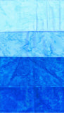 4 Aqua Blue fat Quarters Batik Cotton