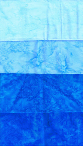 AT FQ4 0101 Aqua Blue [4 Pack] Batik Fabric Patchwork and Quilting