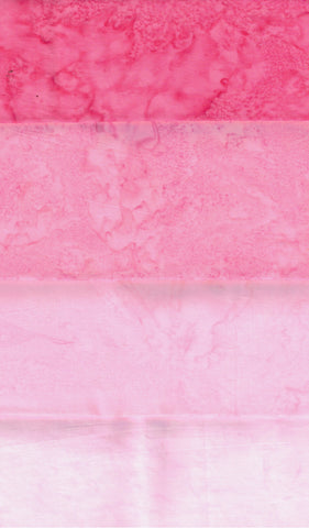 AT FQ4 0202 Pink [4 Pack] Batik Fabric Patchwork and Quilting