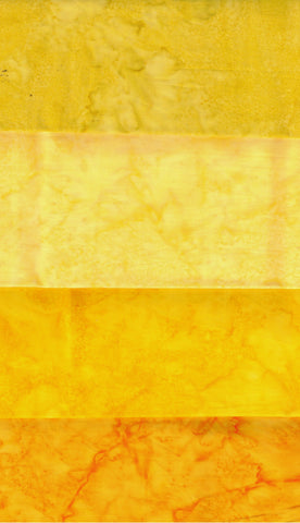 AT FQ4 0403 Yellow [4 Pack] Batik Fabric Patchwork and Quilting