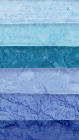 AT FQ6-0101 Blue Aqua Fat Quarter Set [6 Set] Tonal Batik Fabric