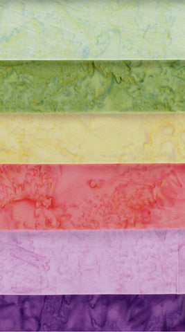 AT FQ6-0801 Multi Pack Coloured Fat Quarter Set [6 Set] Tonal Batik Fabric