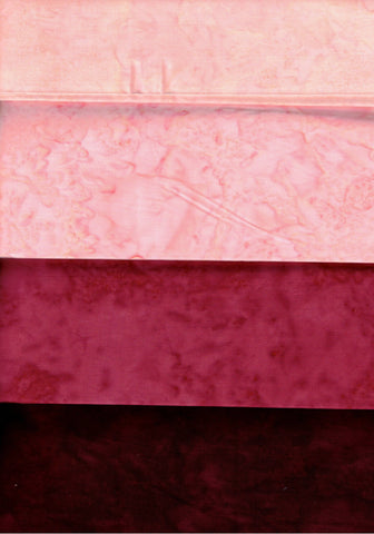 AT HM4 0201 Bundle 4 Half Meters Apricot to Burgundy Tonals  Batik