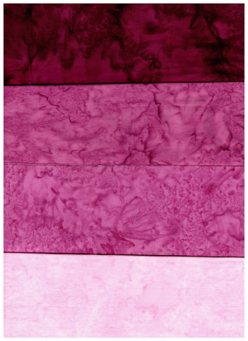 AT SQ4-0203 Pink Purple [4 Pack] Skinny Quarters 1 Meter Total Batik Fabric Patchwork and Quilting