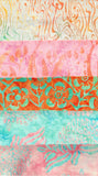 SBFQ10-6 Aqua Apricot stamped batik fat quarter bundle with 10 Fat Quarters