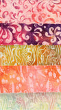 Aqua and Apricot Batik Harmony Range Fat Eighth Bundle- 10 Fat Eighths/ SBFE10-5