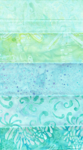 Aqua Blue Batik Riverdance Range Fat Quarter Bundle- 10 Fat Quarters/ SBFQ10-5