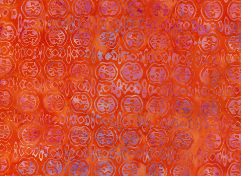 BA TD 1697 Orange with Purple Tiled Pattern Cotton for Patchwork and Quilting Bulk 1M Discount Piece