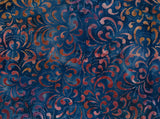 BA MA 1740 Majestic Range Plum Peach Swirls and Dots on Teal Batik Cotton