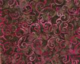 BA MA 1749 Majestic Range Hot Pink Swirls on Dark Brown Batik Cotton