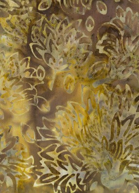 BA EA 1963 Earth Range- Tan Cream Gold Floral Batik Fabric for Patchwork, Quilting and Sewing