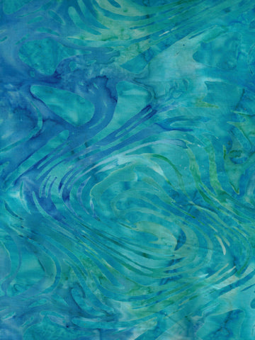 BA CA 1905 Colours of Australia Range- Turquoise Green Waves Batik Fabric for Patchwork, Quilting and Sewing. Price per Quarter Meter Unit.