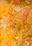 BA EA 1967 Gold Yellow Orange Floral Batik Cotton Fabric