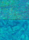 BA F2 Spot-11 Turquoise Tonal and Spot Bundle of 2 Fat Quarters Batik Cotton