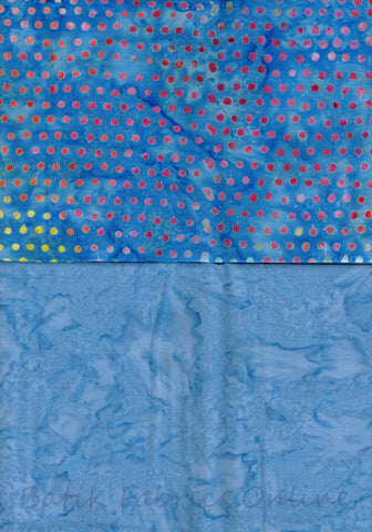 BA F2 Spot-18 Mid Blue Tonal and Spot Bundle of 2 Fat Quarters Batik Cotton
