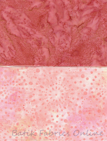 BA F2 Spot-1 Dusky Pink Tonal and Spot Bundle of 2 Fat Quarters Batik Cotton