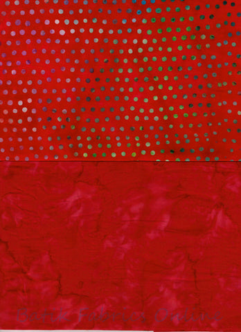 BA F2 Spot-3 Red Tonal and Spot Bundle of 2 Fat Quarters Batik Cotton