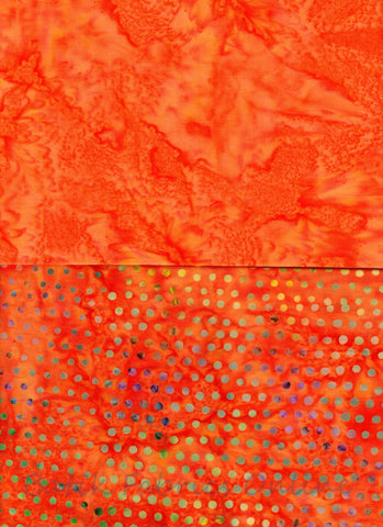 BA F2 Spot-7 Mid Orange Tonal and Spot Bundle of 2 Fat Quarters Batik Cotton