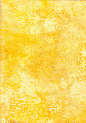 BA GA 1848 Garden Range Golden Yellow Tone on Tone Floral on Golden Yellow Batik Cotton