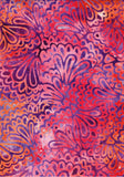 BA GA 1858 Garden Range Multi Colour Pink Red Orange on Dark Purple Geometric Floral Batik Cotton