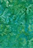 BA GA 1861 Garden Range Aqua Green Tone on Tone Thistle Floral Batik Cotton