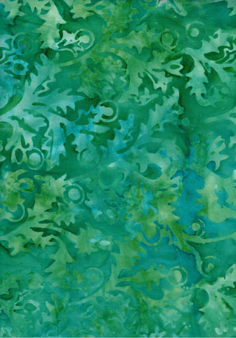 BA GA 1861 Garden Range Aqua Green Tone on Tone Thistle Floral Batik Cotton