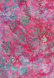 BA GA 1868 Garden Range Aqua Mauve Purple Floral on Pink Batik Cotton